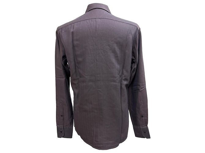 Camisa de botones en algodón marrón con patrón de espiga Gucci Castaño Roja - vista 2