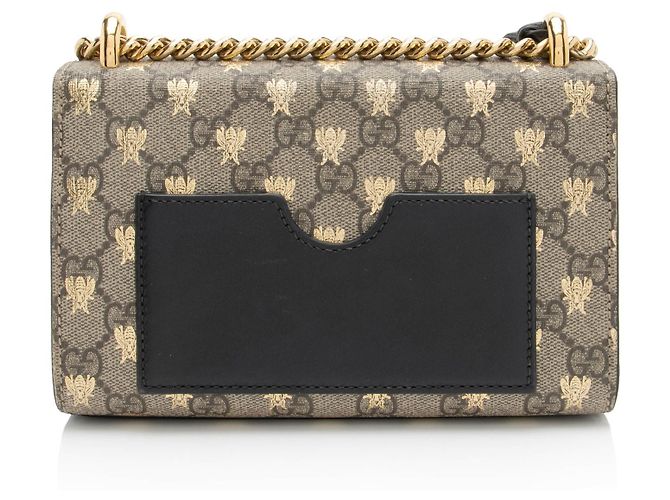 Borsa a Spalla Piccola Gucci GG Supreme Bee Padlock Marrone Beige - vista 3