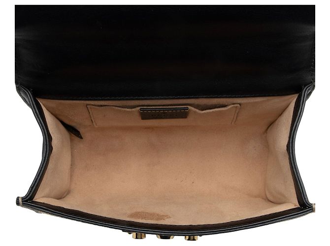 Borsa a Spalla Piccola Gucci GG Supreme Bee Padlock Marrone Beige - vista 7