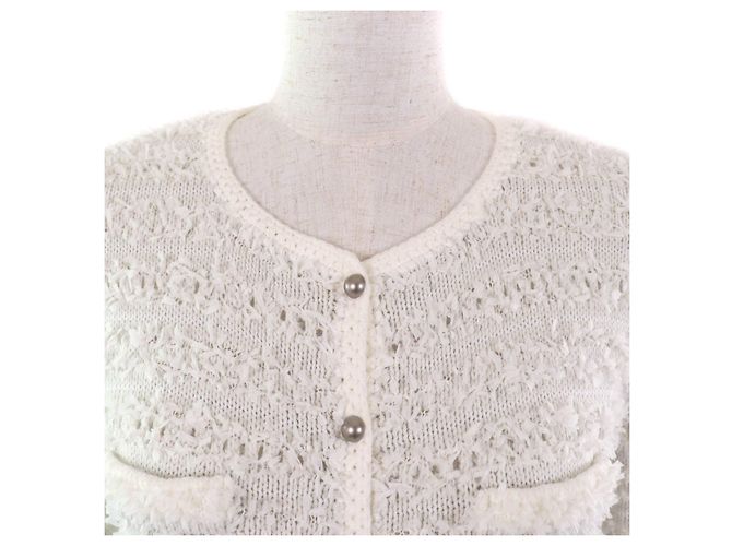 Autre Marque Cárdigan de algodón tweed con cinta FOXEY Blanco - vista 4