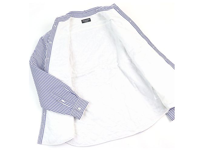 Everyday Camisa de flanela oversized acolchoada Balenciaga Branco Azul - vista 3