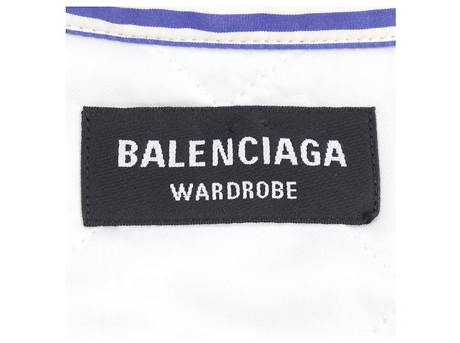 Everyday Camisa de flanela oversized acolchoada Balenciaga Branco Azul - vista 9