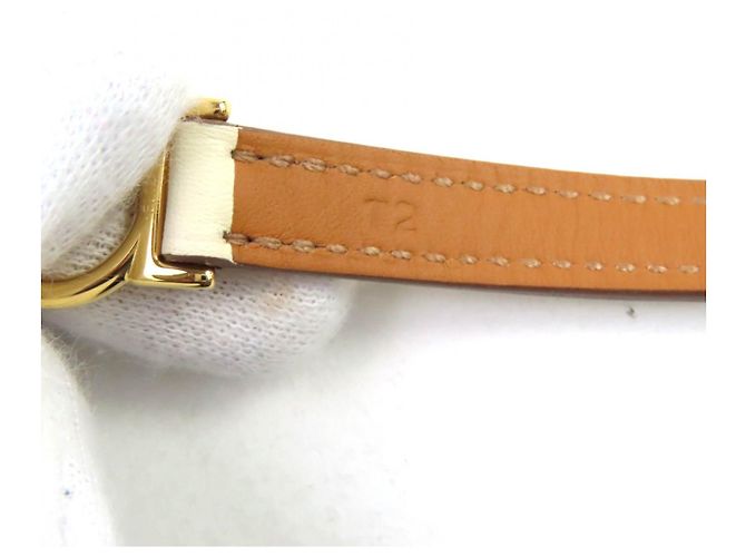 Bracciale in pelle Swift Double Tour Croisier Hermès Taglia 17 Beige - vista 11