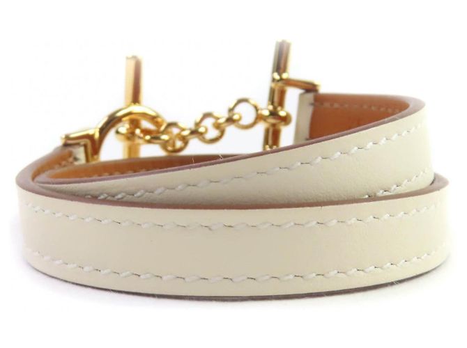 Bracciale in pelle Swift Double Tour Croisier Hermès Taglia 17 Beige - vista 4