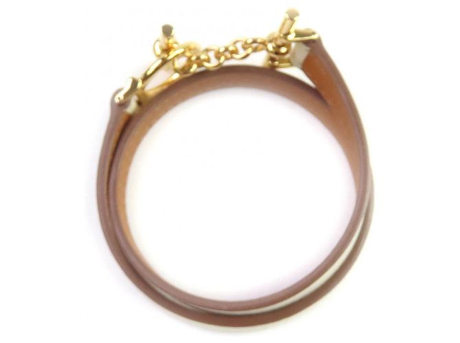 Bracciale in pelle Swift Double Tour Croisier Hermès Taglia 17 Beige - vista 5