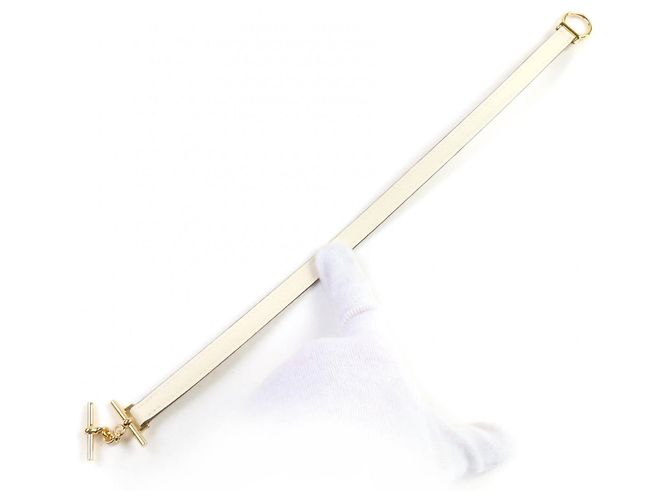 Bracciale in pelle Swift Double Tour Croisier Hermès Taglia 17 Beige - vista 7