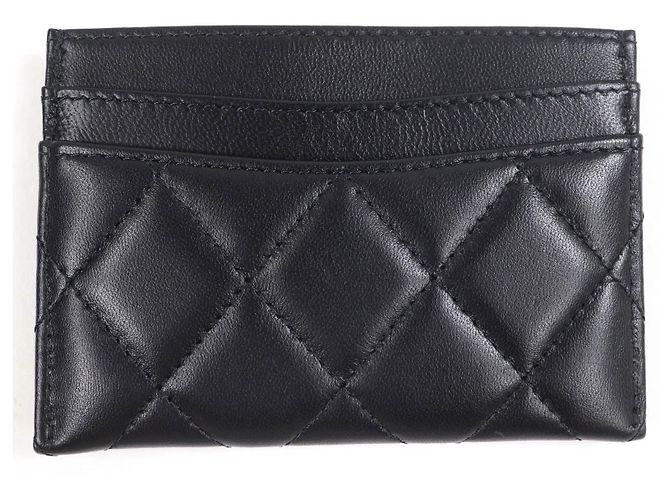Timeless Tarjetero Chanel Matrasse COCO Mark de piel de cordero Negro - vista 3