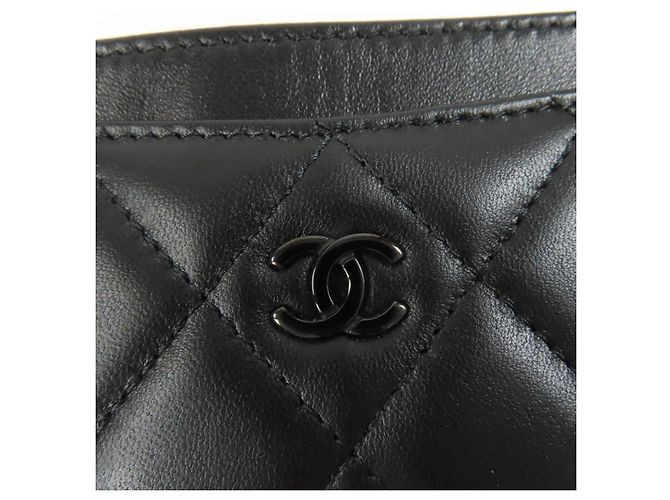 Timeless Tarjetero Chanel Matrasse COCO Mark de piel de cordero Negro - vista 7