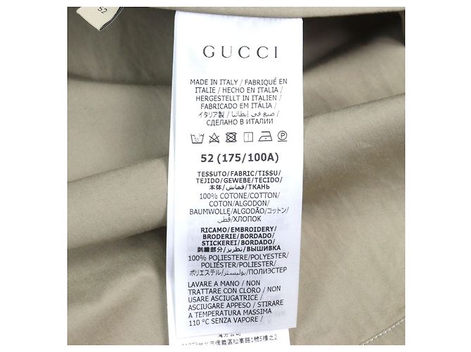 Camisa de algodón con logo bordado Gucci de manga larga Verde Caqui - vista 11