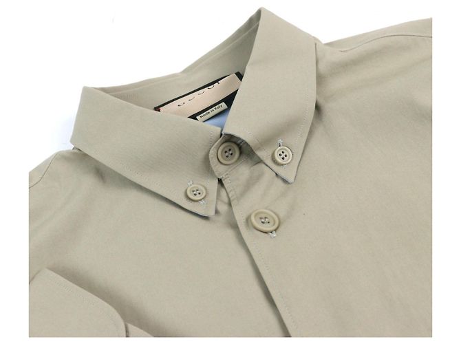 Camisa de algodón con logo bordado Gucci de manga larga Verde Caqui - vista 4