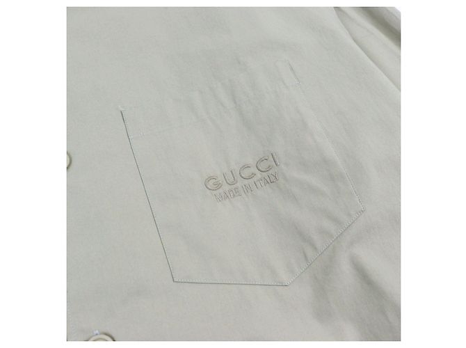 Camisa de algodón con logo bordado Gucci de manga larga Verde Caqui - vista 5