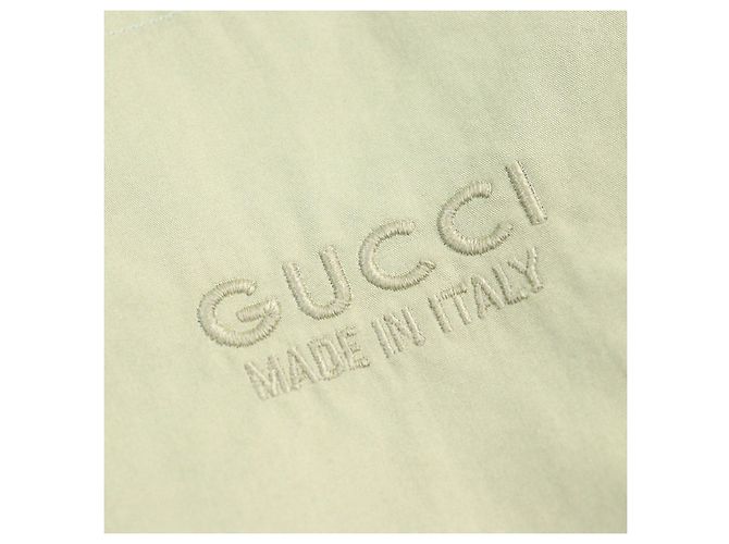 Camisa de algodón con logo bordado Gucci de manga larga Verde Caqui - vista 6
