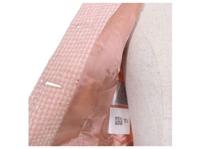 Miu Miu MiuMiu Cropped sequined tweed Virgin wool Jacket Pink - view 6