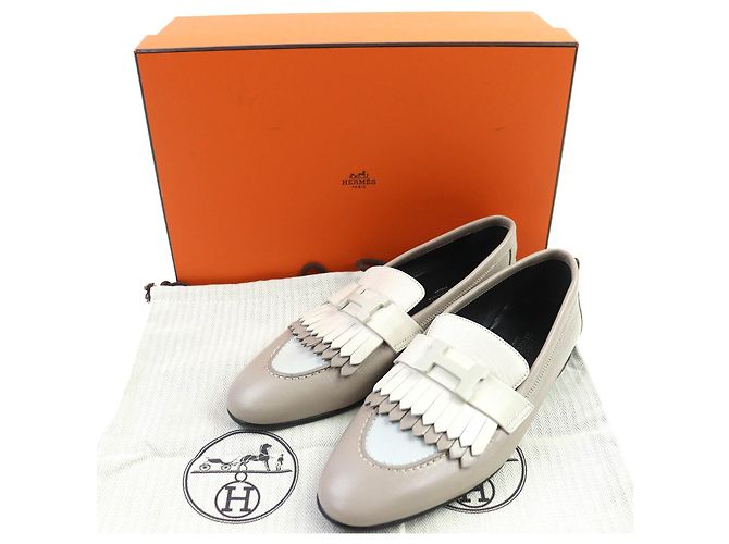 Mocassini in pelle con logo H di Hermès Beige - vista 2