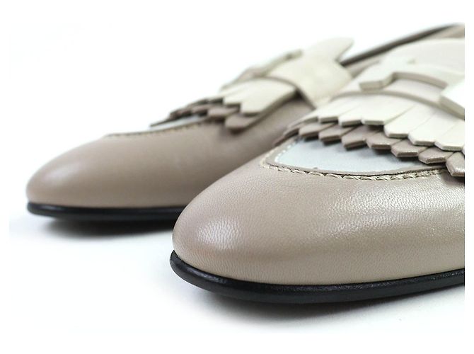 Mocassini in pelle con logo H di Hermès Beige - vista 5