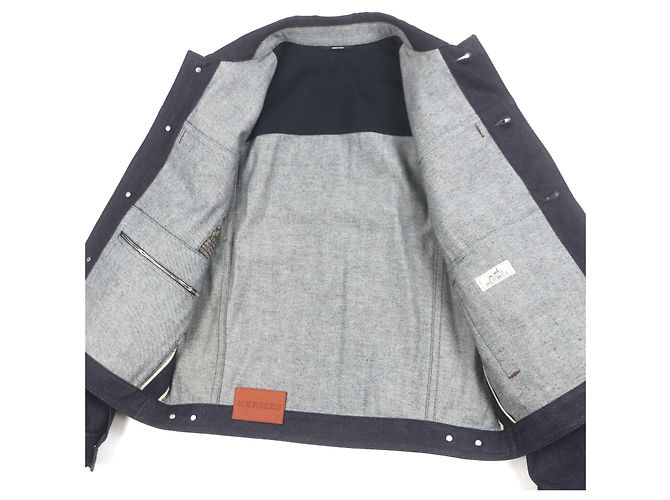 Hermès Chaqueta de mezclilla de algodón Hermes Ancon au Carre Azul - vista 4
