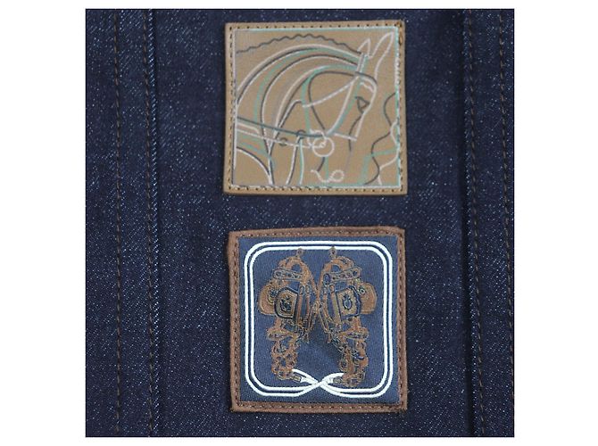Hermès Chaqueta de mezclilla de algodón Hermes Ancon au Carre Azul - vista 7