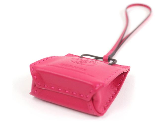 Portachiavi Sacchetto Arancione Hermès Rosa - vista 4