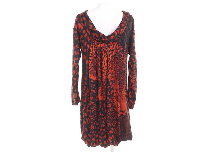 Hermès Vestido de seda Hermes Negro Naranja - vista 3
