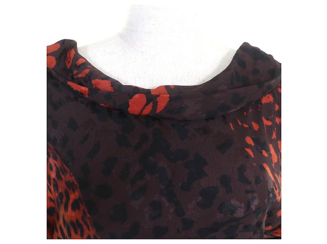 Hermès Vestido de seda Hermes Negro Naranja - vista 4
