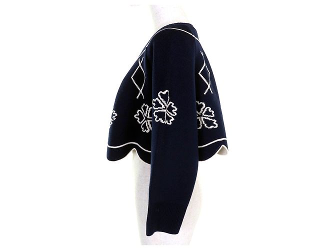 Christian Dior Clover Strick-Crop-Top Blau - Ansicht 2