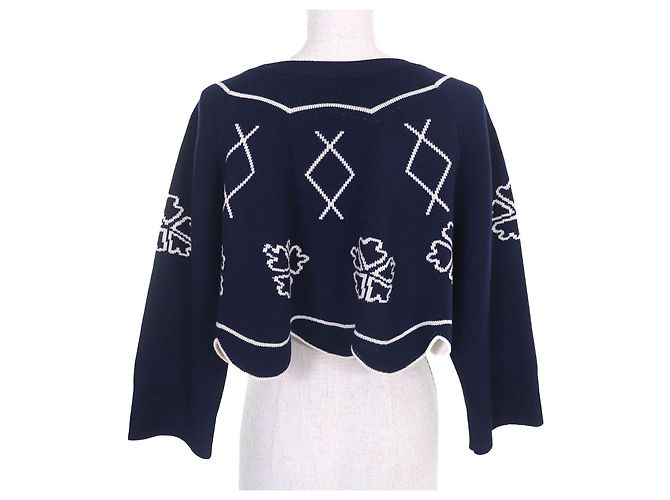Christian Dior Clover Strick-Crop-Top Blau - Ansicht 3