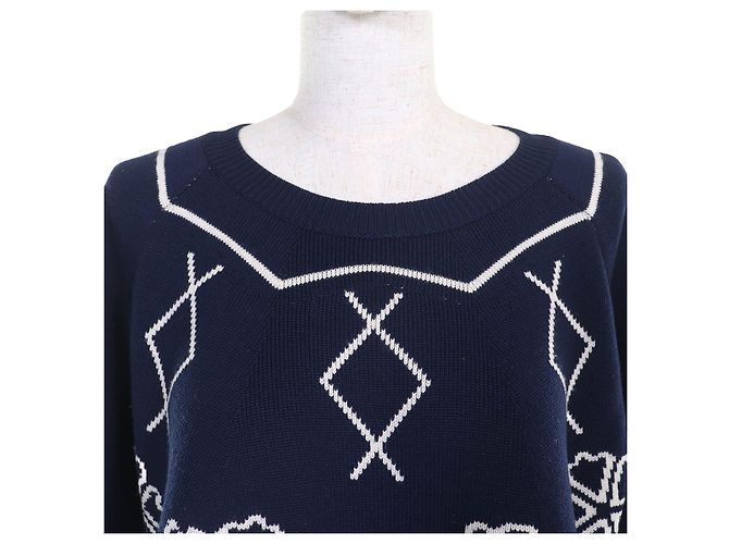 Christian Dior Clover Strick-Crop-Top Blau - Ansicht 4