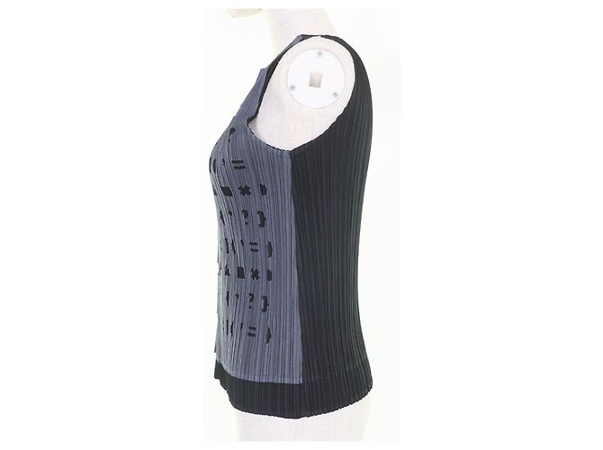 Issey Miyake Camiseta PLEATS PLEASE Cuerpo Principal Sin Mangas Castaño Negro - vista 2