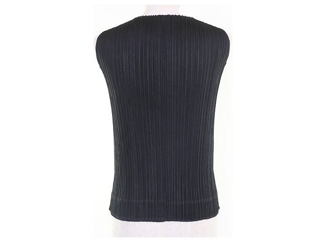 Issey Miyake Camiseta PLEATS PLEASE Cuerpo Principal Sin Mangas Castaño Negro - vista 3