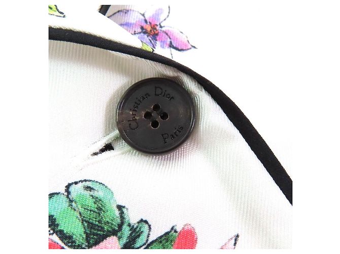 Camicia in seta floreale a maniche corte Christian Dior Bianco Multicolore - vista 5