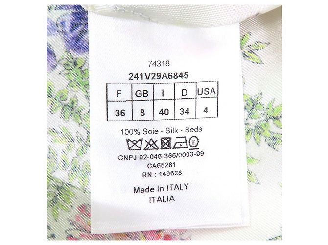 Camicia in seta floreale a maniche corte Christian Dior Bianco Multicolore - vista 7