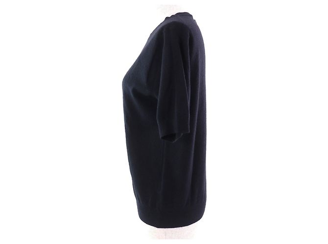 Prada Rundhals-Pullover aus Kaschmir mit kurzen Ärmeln Blau Marineblau - Ansicht 2