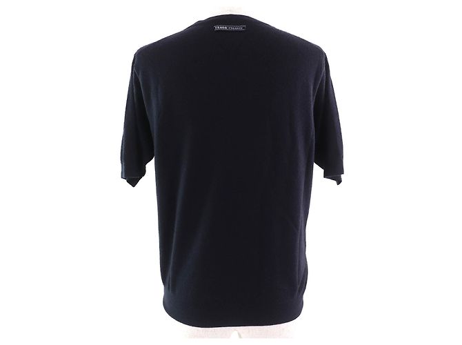 Prada Rundhals-Pullover aus Kaschmir mit kurzen Ärmeln Blau Marineblau - Ansicht 3