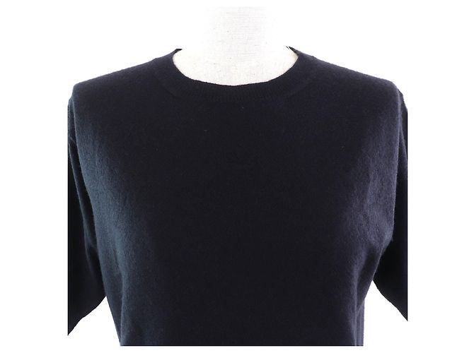Prada Rundhals-Pullover aus Kaschmir mit kurzen Ärmeln Blau Marineblau - Ansicht 4