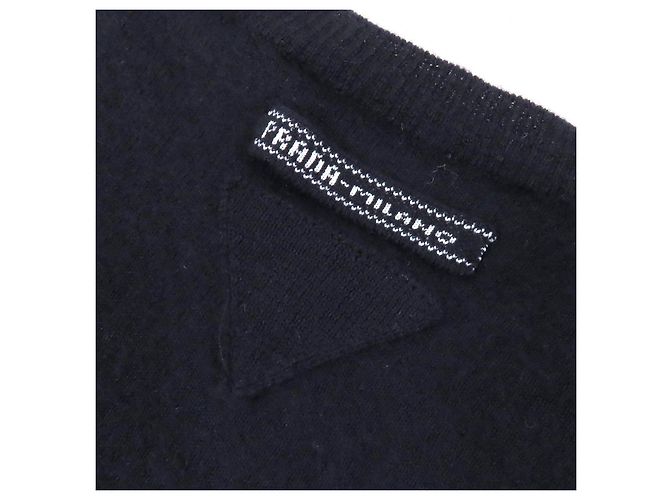 Prada Rundhals-Pullover aus Kaschmir mit kurzen Ärmeln Blau Marineblau - Ansicht 5