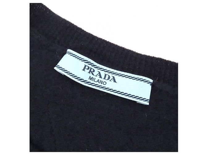 Prada Rundhals-Pullover aus Kaschmir mit kurzen Ärmeln Blau Marineblau - Ansicht 6