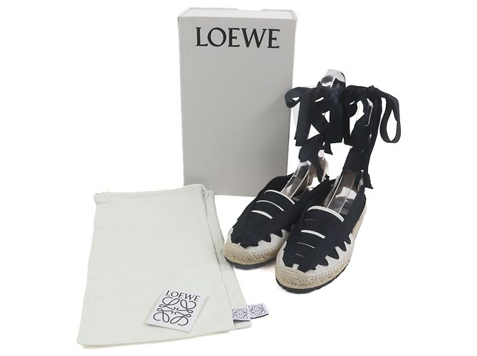 Loewe Espadrilles Leinensandalen Schwarz Beige - Ansicht 2