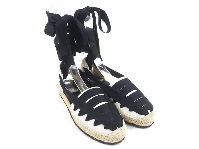 Loewe Espadrilles Leinensandalen Schwarz Beige - Ansicht 3