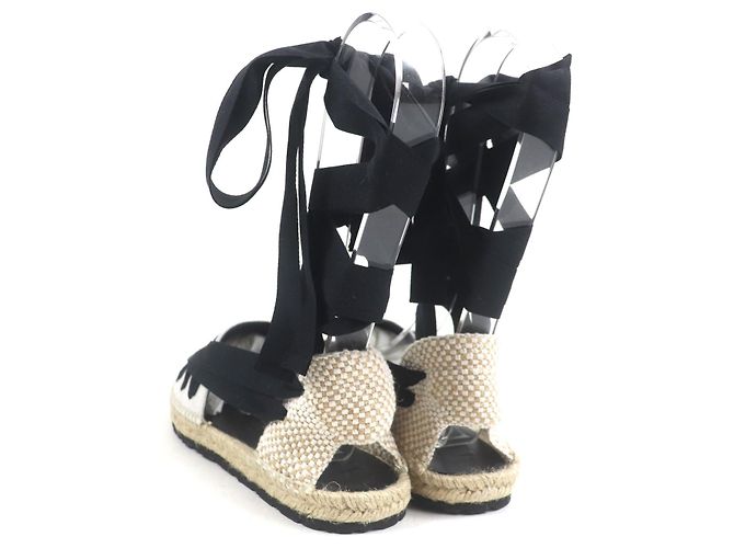 Loewe Espadrilles Leinensandalen Schwarz Beige - Ansicht 4