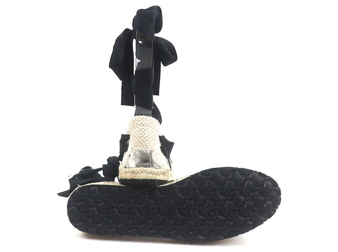 Loewe Espadrilles Leinensandalen Schwarz Beige - Ansicht 6