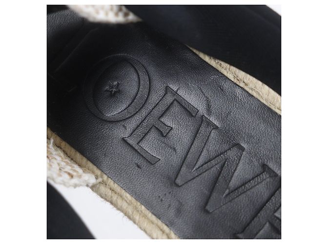 Loewe Espadrilles Leinensandalen Schwarz Beige - Ansicht 9