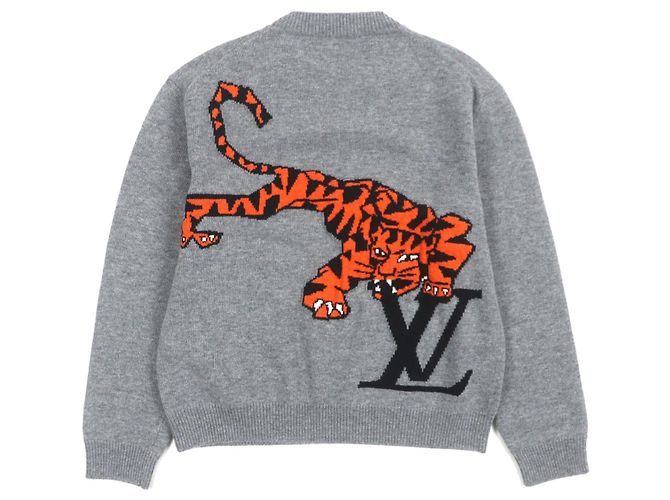 Wollpullover mit Tiger Amen Intarsia von Louis Vuitton Grau - Ansicht 3