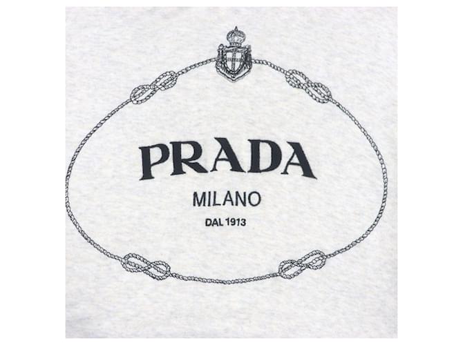 Sudadera de algodón bordada con el logo de Prada Gris - vista 4