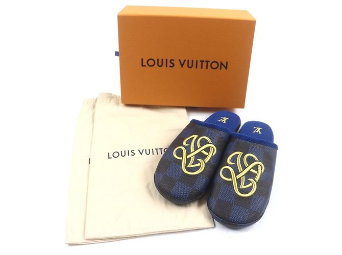 Sandali in pelle di vitello grana della linea Palace di Louis Vuitton Marrone Blu D'oro - vista 2