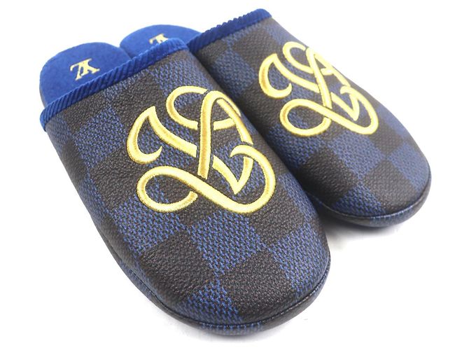 Sandali in pelle di vitello grana della linea Palace di Louis Vuitton Marrone Blu D'oro - vista 3