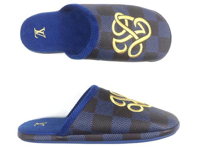 Sandali in pelle di vitello grana della linea Palace di Louis Vuitton Marrone Blu D'oro - vista 6