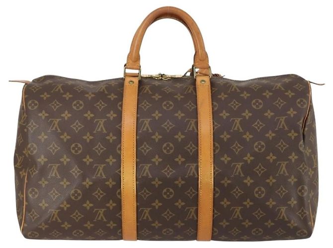 Borsa Keepall Louis Vuitton in tela Monogram 50 Marrone - vista 2