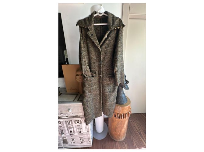 Autre Marque Abrigo de tweed con cuello de solapa Castaño Multicolor - vista 2
