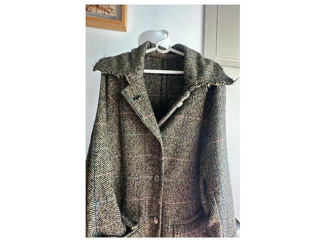 Autre Marque Abrigo de tweed con cuello de solapa Castaño Multicolor - vista 4