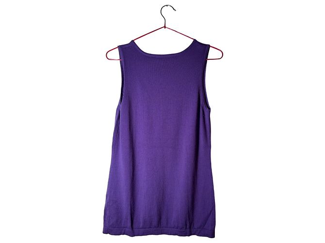 Autre Marque Alberto Bini Ärmelloser Merinowollpullover Lila - Ansicht 2